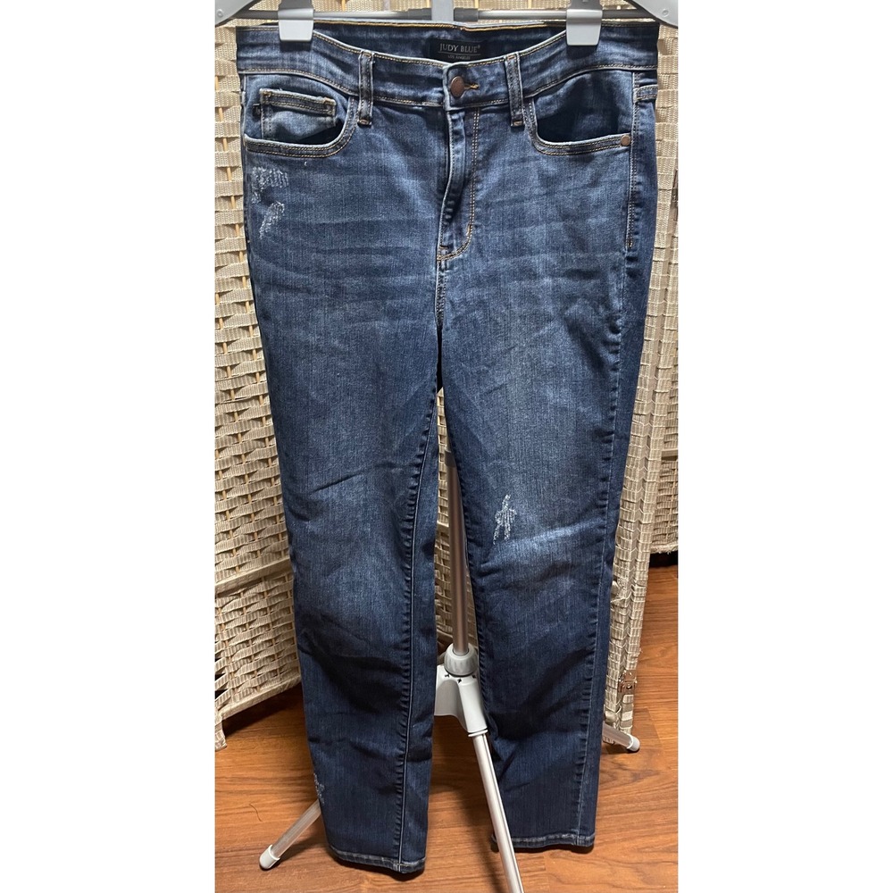 Judy Blue Los Angeles Dark Wash Distressed Skinny Jeans High Rise Size 11